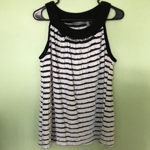 Black and White Ruffle Tank Top
